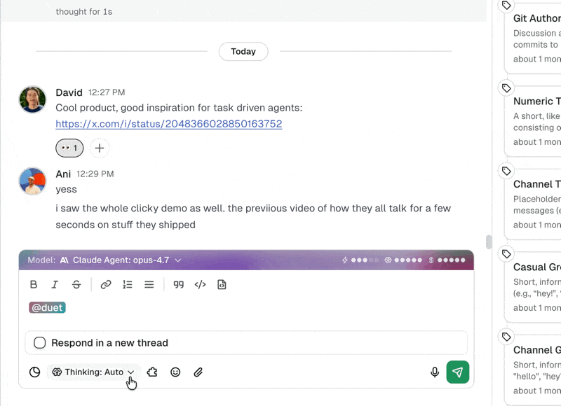Thinking level selection in Duet