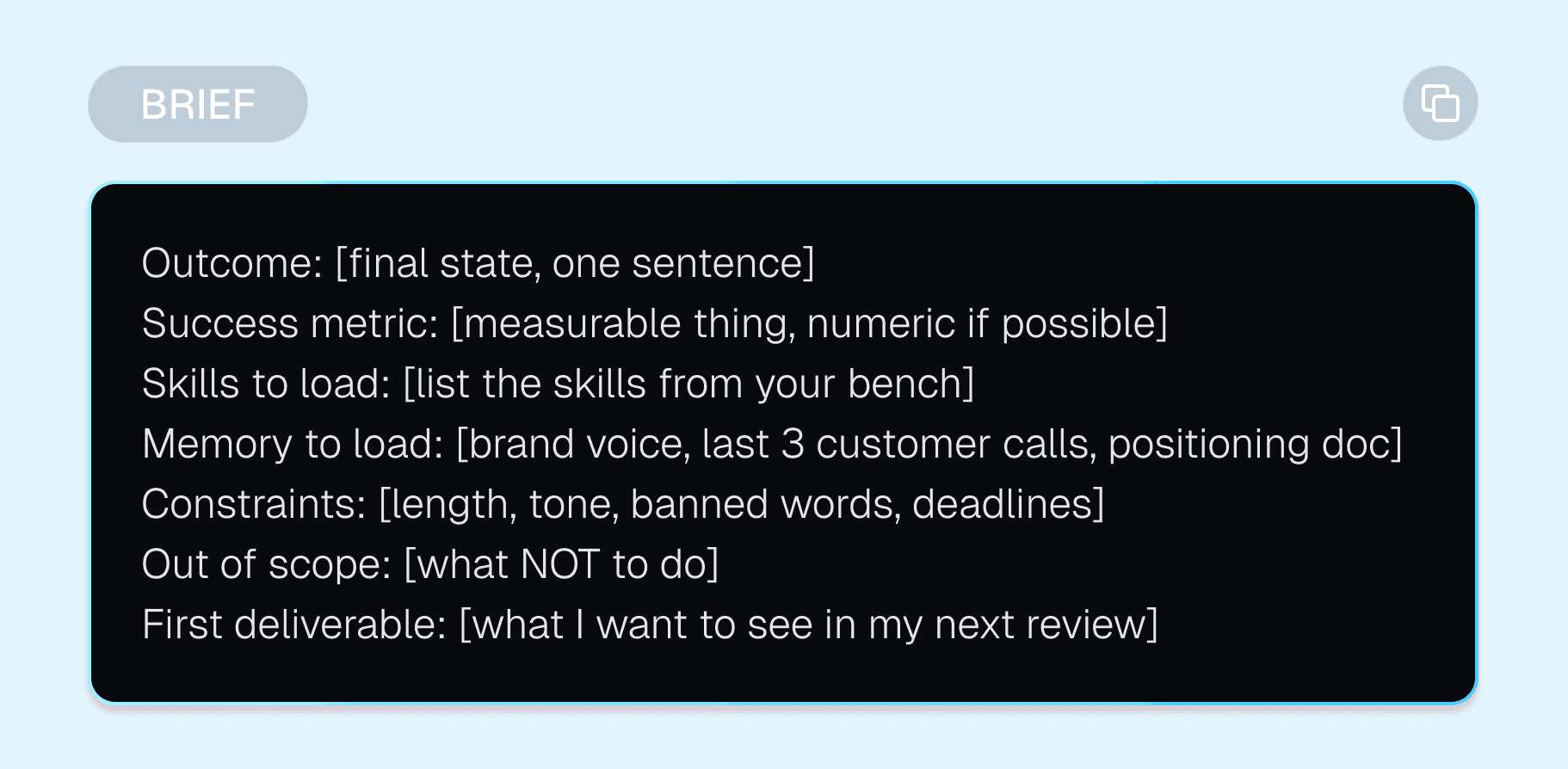 Outcome brief prompt card