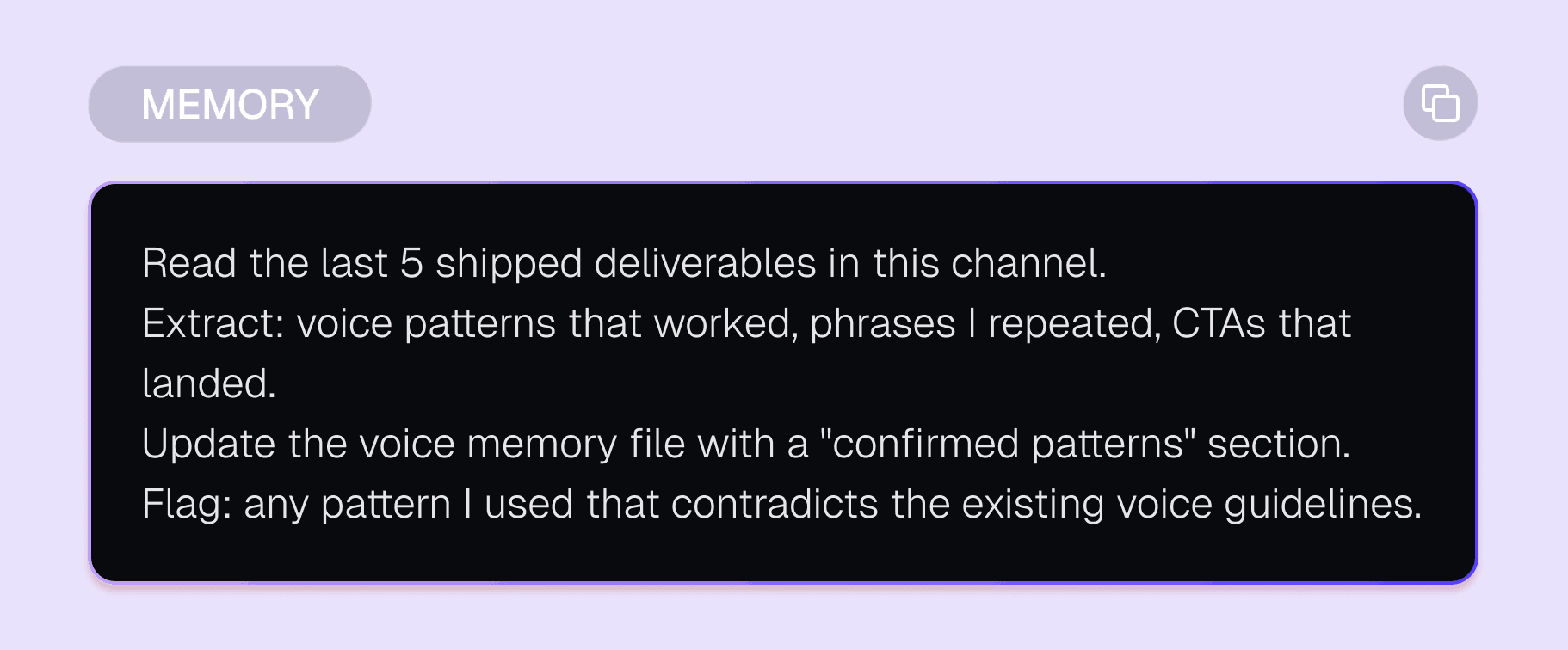 Memory curation prompt card